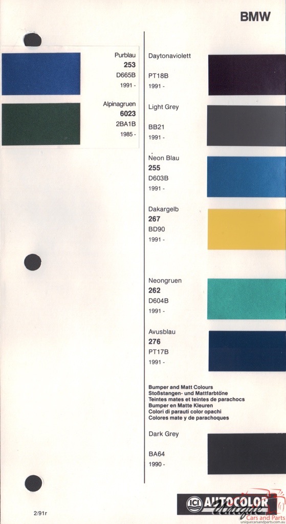 1985-1994 BMW Paint Charts Autocolor